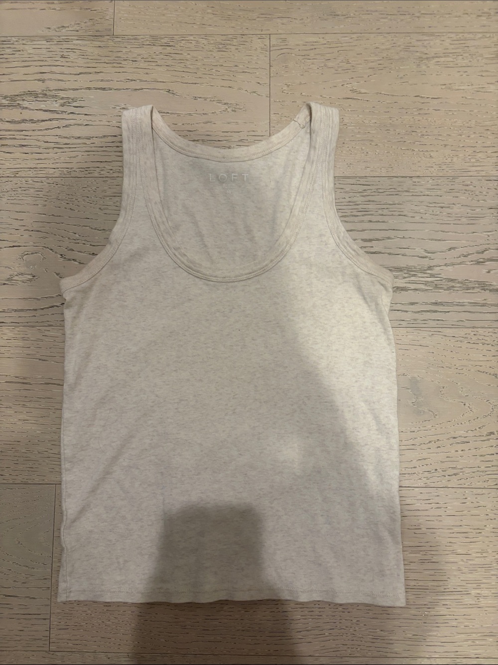 LOFT Cream Heather Scoop Neck Tank